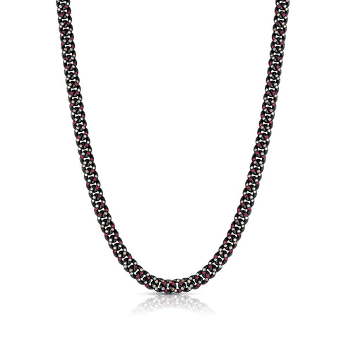 Dominique Cohen ruby, champagne diamond, and white diamond blackened sterling silver curb chain<span class='visuallyhidden'>; shop help at 760-978-9297.</span>