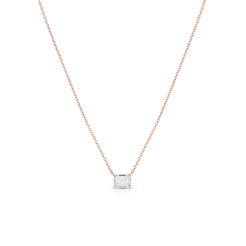 Dominique Cohen classic east-west emerald cut diamond choker in 18k rose gold<span class='visuallyhidden'>; shop help at 760-978-9297.</span>