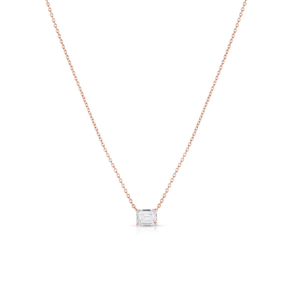 Dominique Cohen classic east-west emerald cut diamond choker in 18k rose gold<span class='visuallyhidden'>; shop help at 760-978-9297.</span>