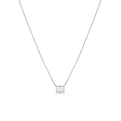 Dominique Cohen classic east-west emerald cut diamond choker in 18k white gold<span class='visuallyhidden'>; shop help at 760-978-9297.</span>