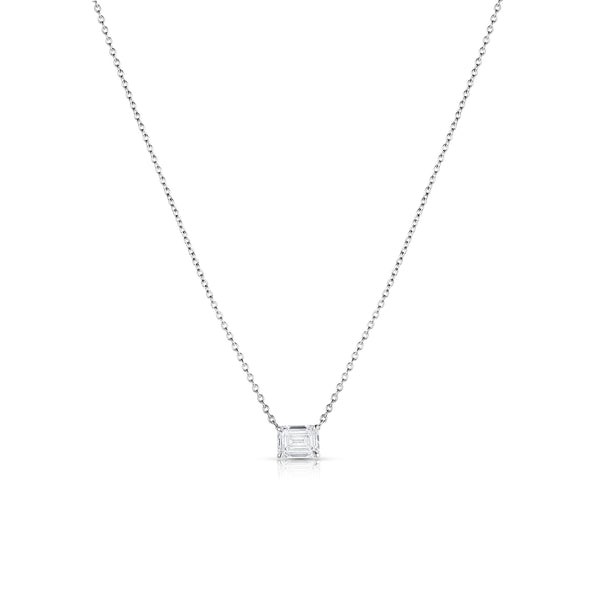 Dominique Cohen classic east-west emerald cut diamond choker in 18k white gold<span class='visuallyhidden'>; shop help at 760-978-9297.</span>