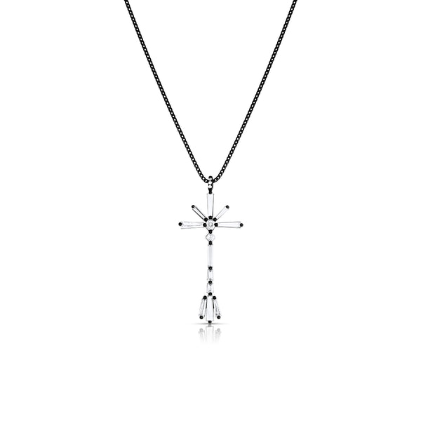 Dominique Cohen tapered diamonds limited edition narrow cross pendant necklace, in 18k black gold<span class='visuallyhidden'>; shop help at 760-978-9297.</span>