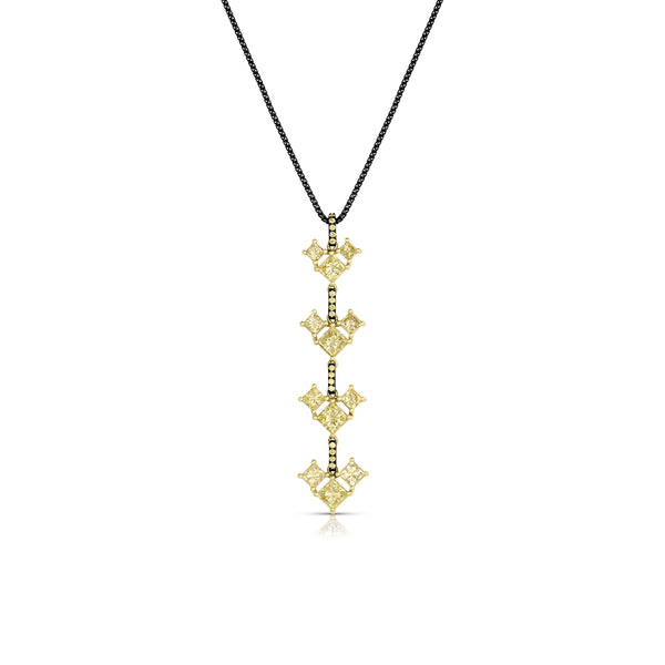 canary yellow diamond grande lariat pendant necklace by Dominique Cohen in black and yellow golds<span class='visuallyhidden'>; shop help at 760-978-9297.</span>