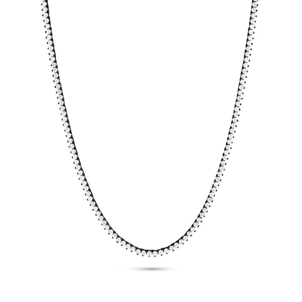 Dominique Cohen 20in petite soft tennis necklace in white diamonds + black gold<span class='visuallyhidden'>; shop help at 760-978-9297.</span>