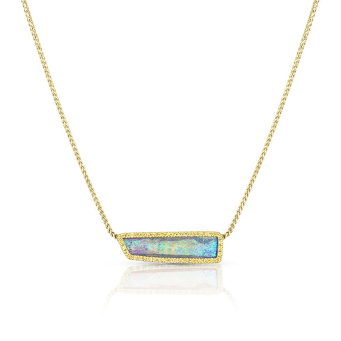 Dominique Cohen Australian opal + yellow diamond east-west 18k gold pendant necklace<span class='visuallyhidden'>; shop help at 760-978-9297.</span>