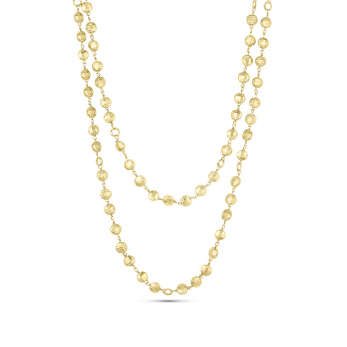 Dominique Cohen faceted yellow pyrite and 18k gold beaded chain long necklace<span class='visuallyhidden'>; shop help at 760-978-9297.</span>