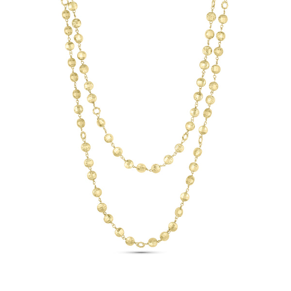 Dominique Cohen faceted yellow pyrite and 18k gold beaded chain long necklace<span class='visuallyhidden'>; shop help at 760-978-9297.</span>