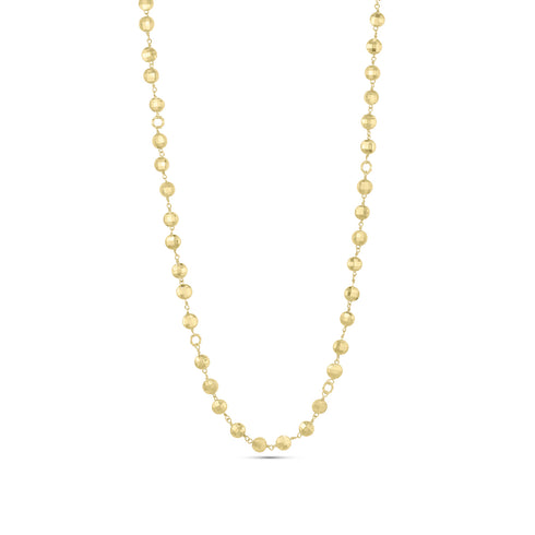 faceted yellow pyrite opal bead and yellow gold necklace, 42 inch length<span class='visuallyhidden'>; shop help at 760-978-9297.</span>
