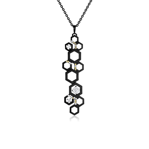 Dominique Cohen blackened sterling and diamond grande honeycomb pendant necklace<span class='visuallyhidden'>; shop help at 760-978-9297.</span>