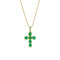 emerald petite milgrain cross pendant necklace,<br>in 14k + 18k yellow gold, <br>22 inch (adjustable)