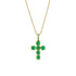 emerald petite milgrain cross pendant necklace,<br>in 14k + 18k yellow gold, <br>22 inch (adjustable)