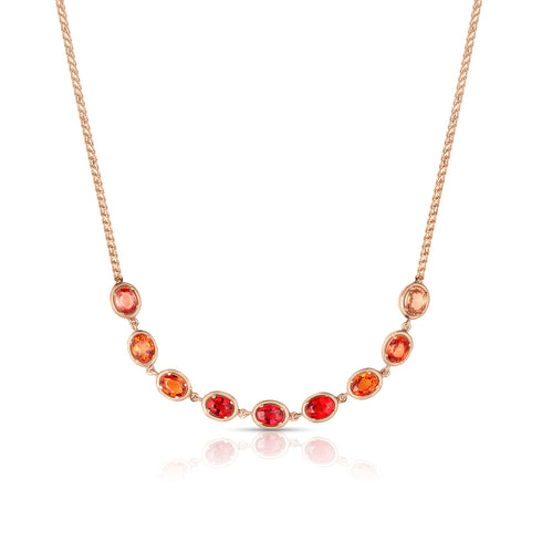 Dominique Cohen ombre orange sapphire oval bezels 18in layering choker in 18k rose gold<span class='visuallyhidden'>; shop help at 760-978-9297.</span>