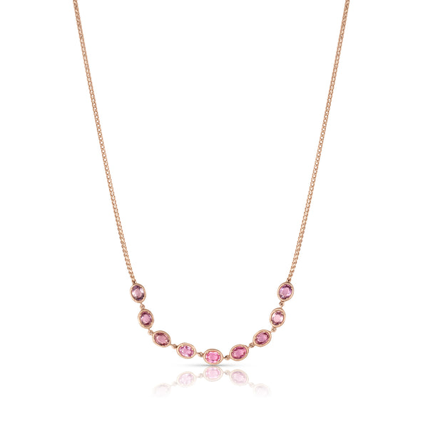 Dominique Cohen ombre pink sapphire ovals bezel bar layering choker in rose gold<span class='visuallyhidden'>; shop help at 760-978-9297.</span>