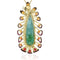 Dominique Cohen artful peacock pendant necklace in teal tourmaline, yellow diamonds, orange sapphires, pink sapphires, and white diamonds in 18k yellow + blackened gold<span class='visuallyhidden'>; shop help at 760-978-9297.</span>