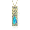 Dominique Cohen one-of-a-kind Australian opal, emerald, blue diamond, pink sapphire vertical bar pendant necklace in 18k gold<span class='visuallyhidden'>; shop help at 760-978-9297.</span>