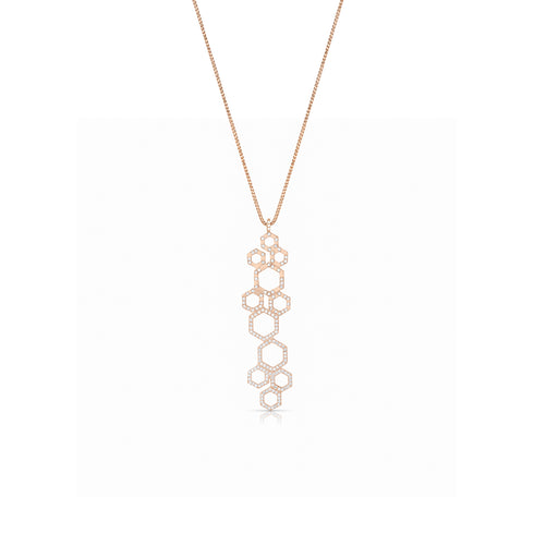Dominique Cohen petite honeycomb north-south pendant necklace with diamond pave, in rose gold<span class='visuallyhidden'>; shop help at 760-978-9297.</span>