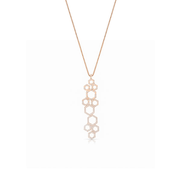 Dominique Cohen petite honeycomb north-south pendant necklace with diamond pave, in rose gold<span class='visuallyhidden'>; shop help at 760-978-9297.</span>