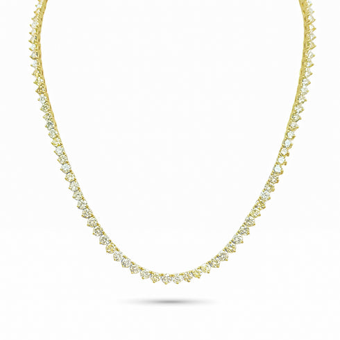 Dominique Cohen natural fancy diamond tennis necklace in mixed hues of greys to green set in 18k yellow gold<span class='visuallyhidden'>; shop help at 760-978-9297.</span>