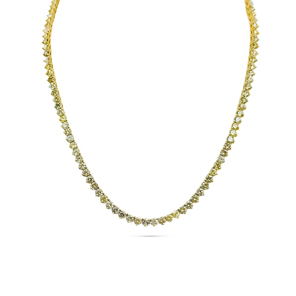 Dominique Cohen natural fancy diamond tennis necklace in mixed hues of greys to green set in 18k yellow gold<span class='visuallyhidden'>; shop help at 760-978-9297.</span>