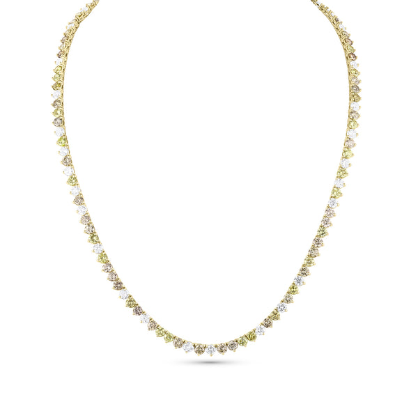 Dominique Cohen natural fancy diamond tennis necklace in mixed hues of greys to green set in 18k yellow gold<span class='visuallyhidden'>; shop help at 760-978-9297.</span>
