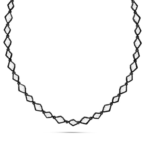 Dominique Cohen elongated hexagon grande 42 carat tennis necklace, in 14k black gold<span class='visuallyhidden'>; shop help at 760-978-9297.</span>
