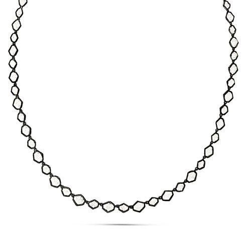 Dominique Cohen elongated hexagon petite tennis necklace in 14k black gold<span class='visuallyhidden'>; shop help at 760-978-9297.</span>