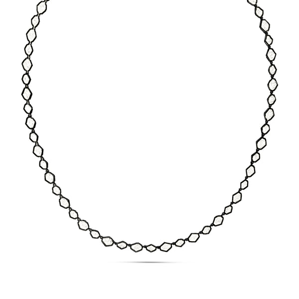 Dominique Cohen elongated hexagon petite tennis necklace in 18k black gold<span class='visuallyhidden'>; shop help at 760-978-9297.</span>