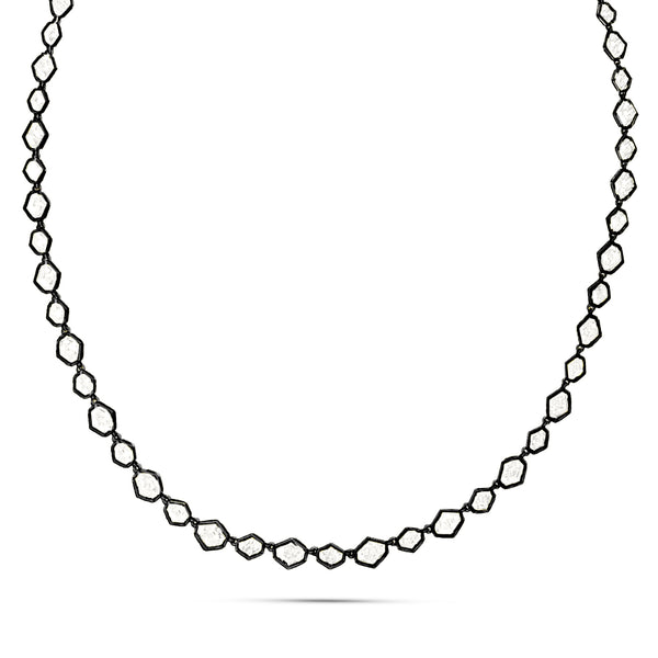 Dominique Cohen elongated hexagon petite tennis necklace in 14k black gold<span class='visuallyhidden'>; shop help at 760-978-9297.</span>