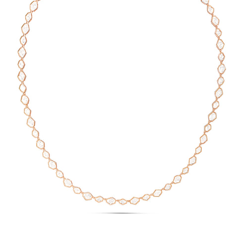 Dominique Cohen elongated hexagon petite tennis necklace in 18k rose gold<span class='visuallyhidden'>; shop help at 760-978-9297.</span>