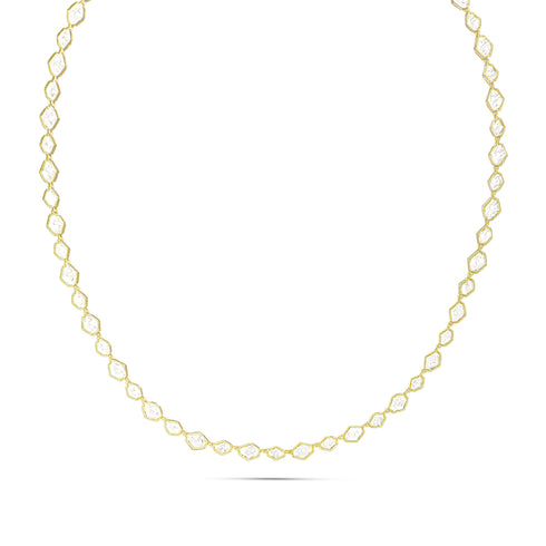 Dominique Cohen elongated hexagon petite tennis necklace in 18k yellow gold<span class='visuallyhidden'>; shop help at 760-978-9297.</span>