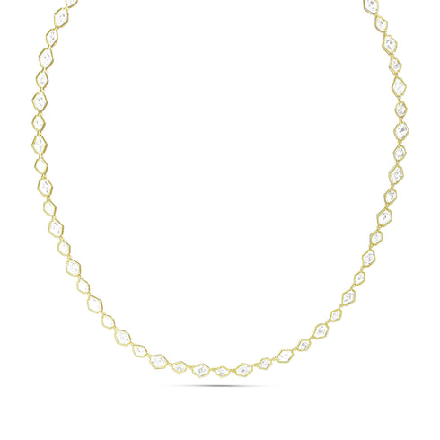Dominique Cohen elongated hexagon petite tennis necklace in 18k yellow gold<span class='visuallyhidden'>; shop help at 760-978-9297.</span>