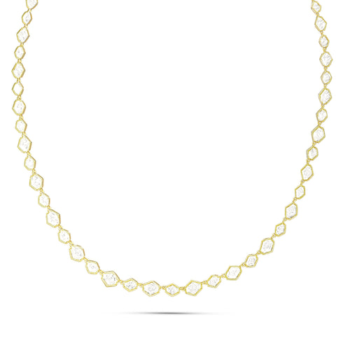 Dominique Cohen elongated hexagon petite tennis necklace in 14k yellow gold<span class='visuallyhidden'>; shop help at 760-978-9297.</span>
