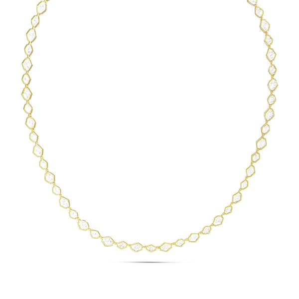 Dominique Cohen elongated hexagon petite tennis necklace in 18k yellow gold<span class='visuallyhidden'>; shop help at 760-978-9297.</span>