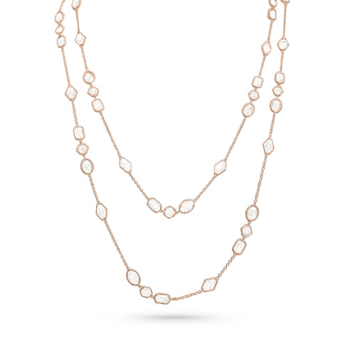 Dominique Cohen mixed specialty cuts diamond station necklace in 18k rose gold<span class='visuallyhidden'>; shop help at 760-978-9297.</span>