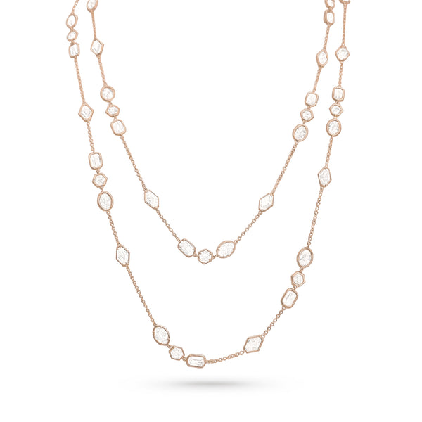 Dominique Cohen mixed specialty cuts diamond station necklace in 18k rose gold<span class='visuallyhidden'>; shop help at 760-978-9297.</span>