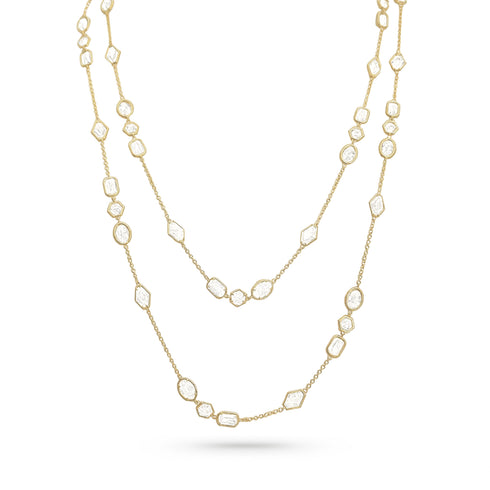 Dominique Cohen mixed specialty cuts diamond station necklace in 18k yellow gold<span class='visuallyhidden'>; shop help at 760-978-9297.</span>