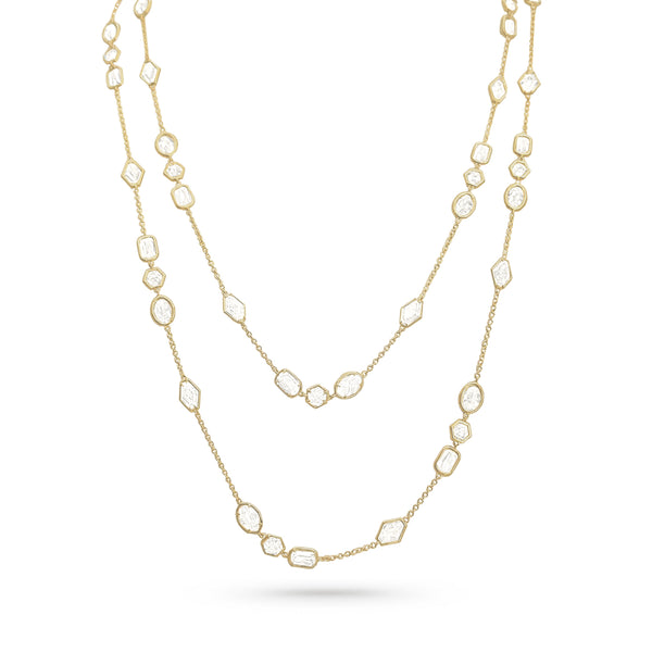 Dominique Cohen mixed specialty cuts diamond station necklace in 18k yellow gold<span class='visuallyhidden'>; shop help at 760-978-9297.</span>