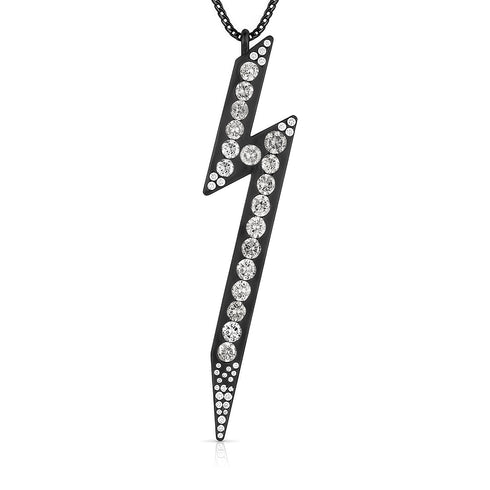 Dominique Cohen lightning bold grey and white diamond pendant necklace in 18k black gold<span class='visuallyhidden'>; shop help at 760-978-9297.</span>