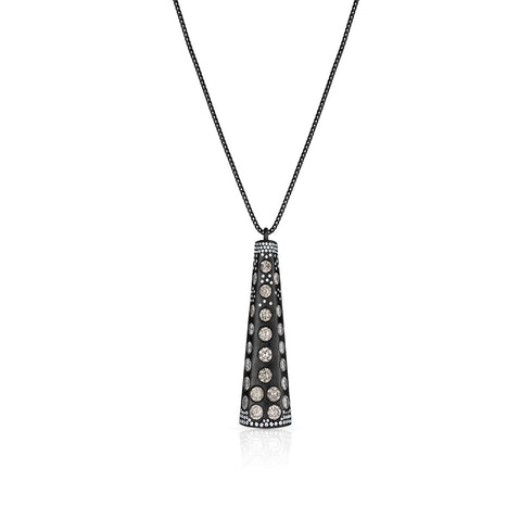 TO DO natural fancy grey diamond, white diamond pendulum pendant necklace,<br>in 18k black gold,<br>22 inch (adjustable),<br>4.75ct