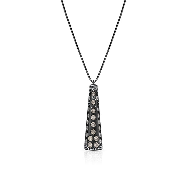 Dominique Cohen one-of-a-kind grey diamond, white diamond pendulum pendant necklace 18k black gold<span class='visuallyhidden'>; shop help at 760-978-9297.</span>
