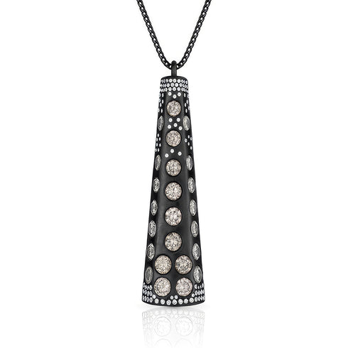 Dominique Cohen one-of-a-kind grey diamond, white diamond pendulum pendant necklace 18k black gold<span class='visuallyhidden'>; shop help at 760-978-9297.</span>