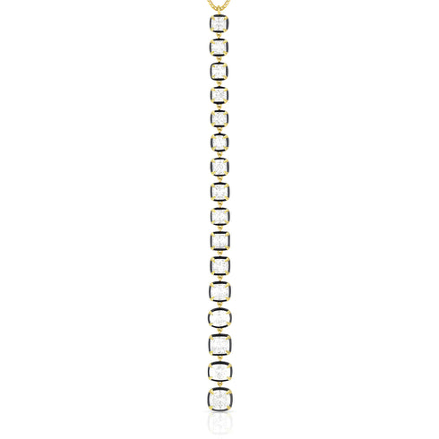 Dominique Cohen one-of-a-kind graduated cushion-cut-diamonds lariat pendant necklace in chic black + yellow golds<span class='visuallyhidden'>; shop help at 760-978-9297.</span>
