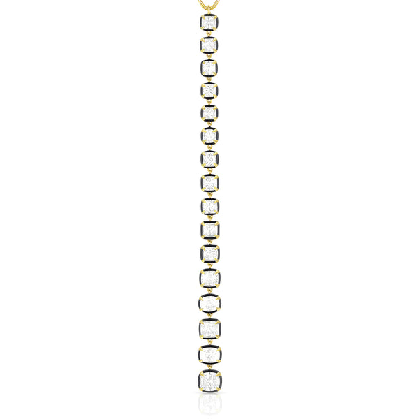 Dominique Cohen one-of-a-kind graduated cushion-cut-diamonds lariat pendant necklace in chic black + yellow golds<span class='visuallyhidden'>; shop help at 760-978-9297.</span>