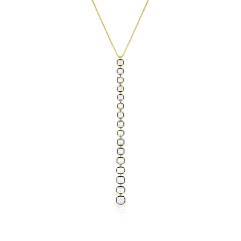 Dominique Cohen one-of-a-kind graduated cushion-cut-diamonds lariat pendant necklace in chic black + yellow golds<span class='visuallyhidden'>; shop help at 760-978-9297.</span>