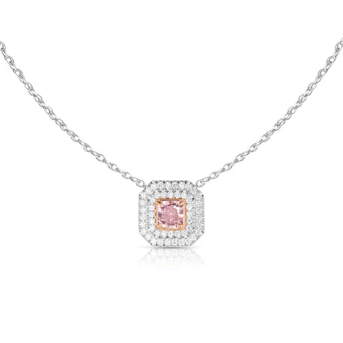Dominique Cohen cushion-cut fancy pink + white diamonds choker in white + rose golds, up close<span class='visuallyhidden'>; shop help at 760-978-9297.</span>
