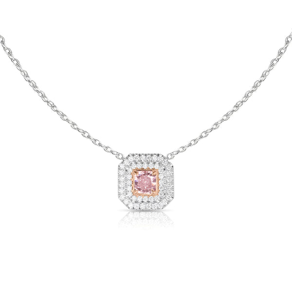 Dominique Cohen cushion-cut fancy pink + white diamonds choker in white + rose golds, up close<span class='visuallyhidden'>; shop help at 760-978-9297.</span>