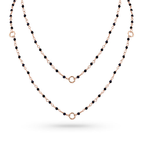 Dominique Cohen 2mm black spinel and 18k rose gold chain with bamboo texture feature links <span class='visuallyhidden'>Call, text 323-404-2959 for shop help.</span>