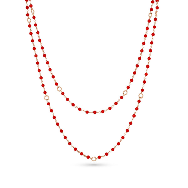 Dominique Cohen red coral delicate chain necklace, in 18k rose gold <span class='visuallyhidden'>Call, text 323-404-2959 for shopping help.</span>