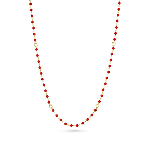 Dominique Cohen red coral delicate chain necklace, in 18k yellow gold <span class='visuallyhidden'>Call, text 323-404-2959 for shopping help.</span>