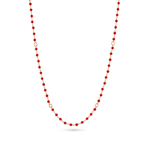 Dominique Cohen red coral delicate chain necklace, in 18k rose gold <span class='visuallyhidden'>Call, text 323-404-2959 for shopping help.</span>